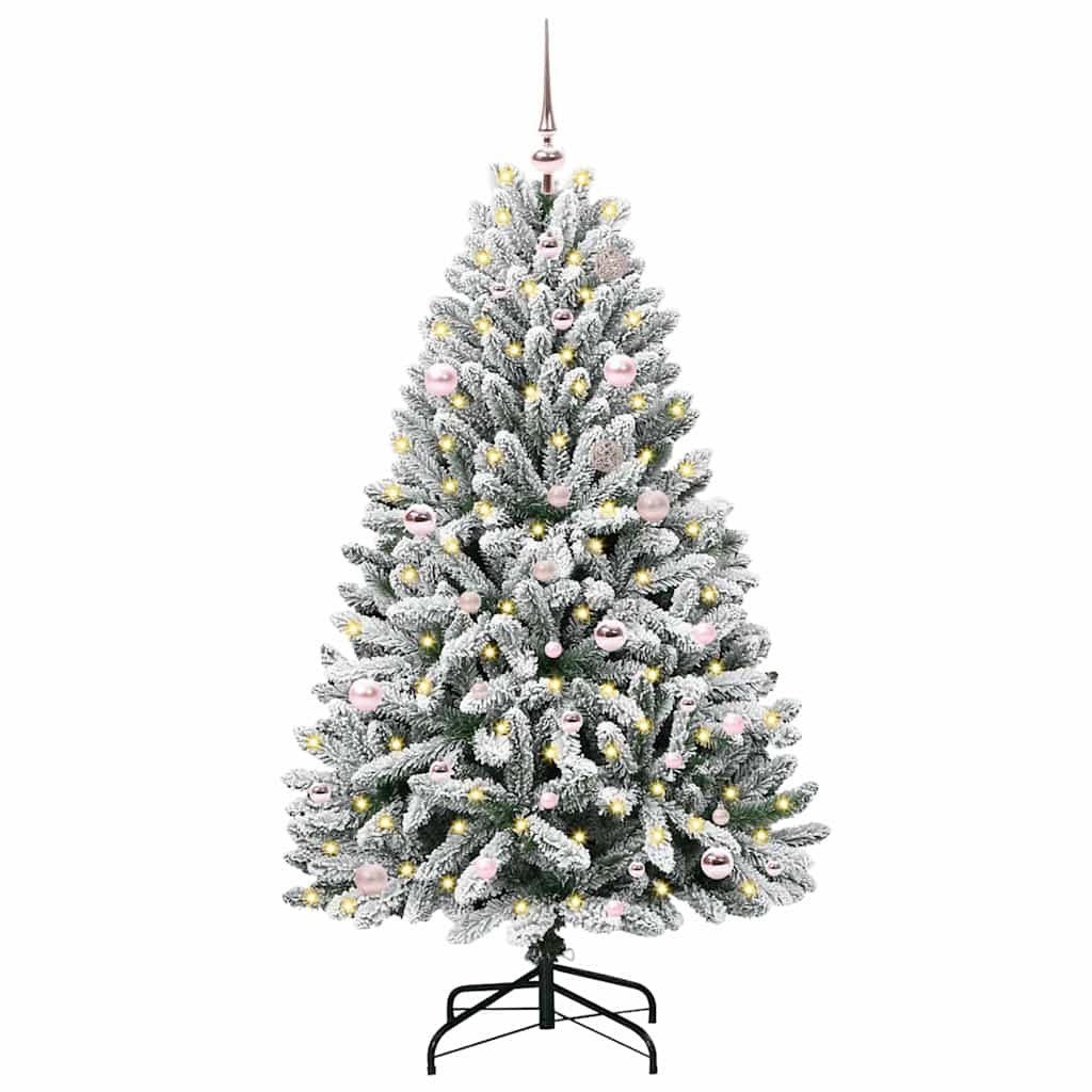 Kunstig juletre Grønn og hvit 150 cm PVC og metall