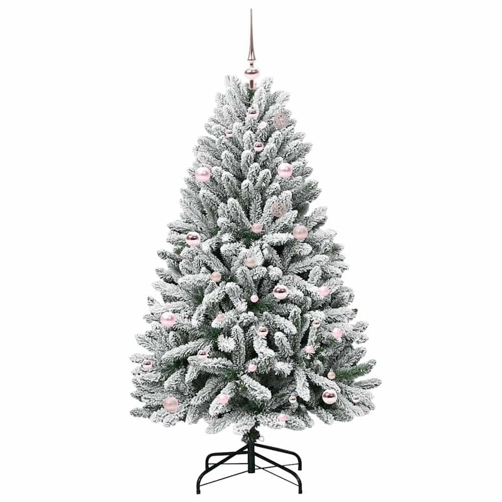 Kunstig juletre Grønn og hvit 150 cm PVC og metall