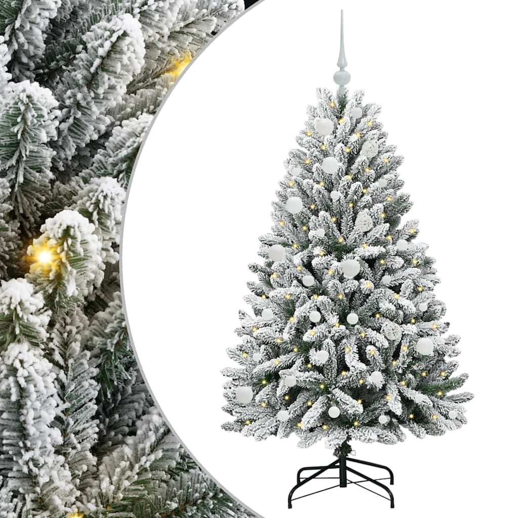 Kunstig juletre Grønn og hvit 150 cm PVC og metall