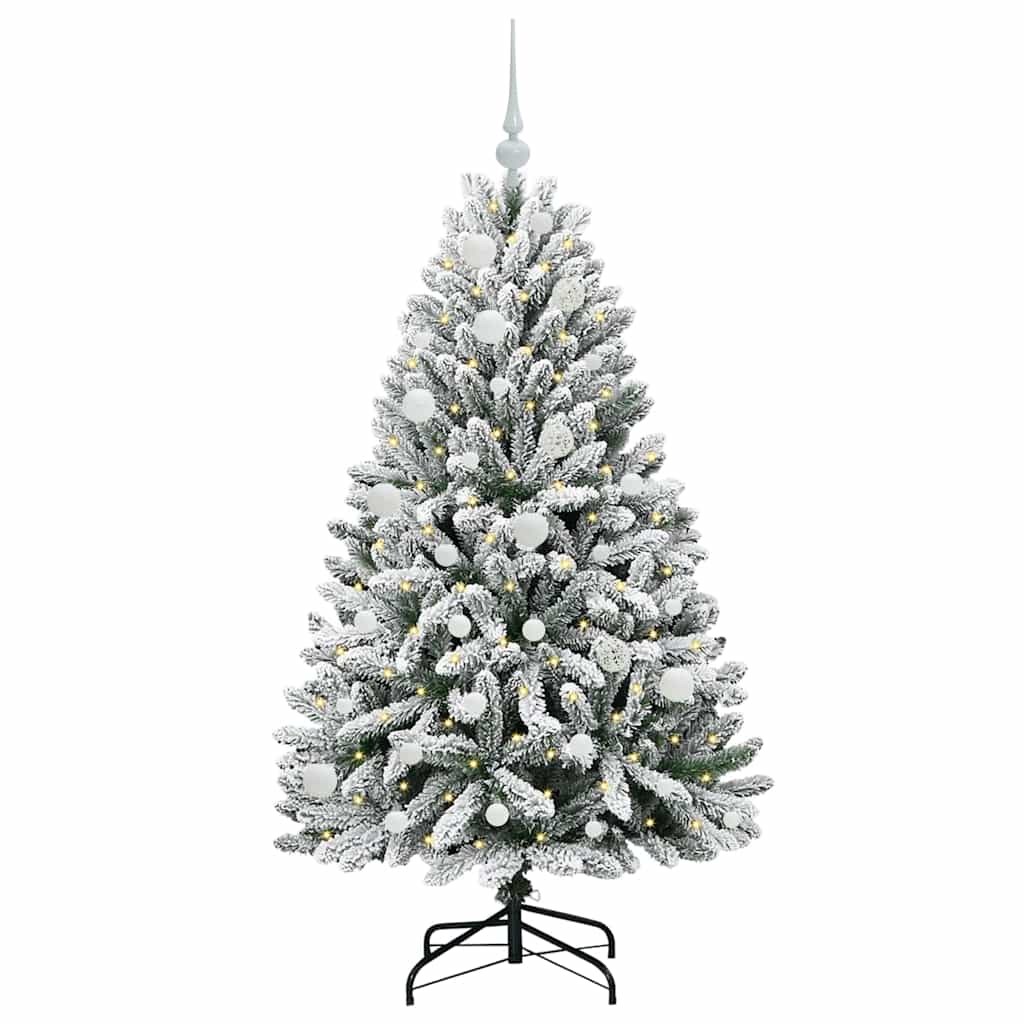 Kunstig juletre med 150 LED Grønn og hvit 150 cm PVC og metall