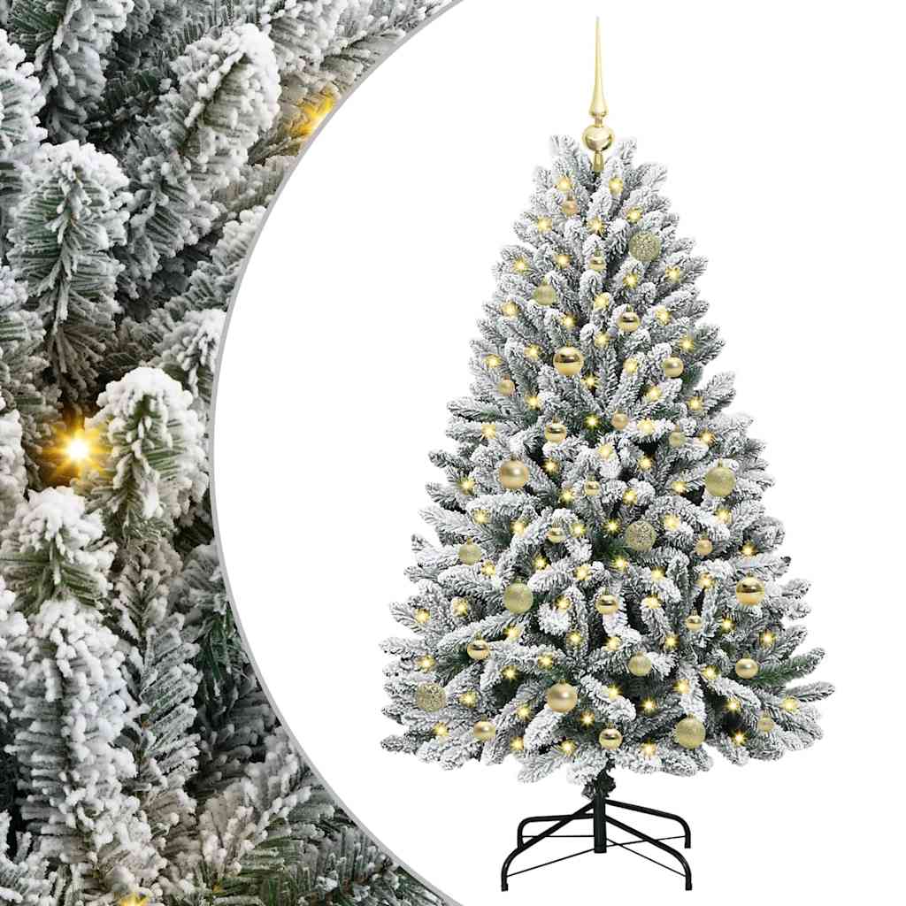 Kunstig juletre Grønn og hvit 150 cm PVC og metall