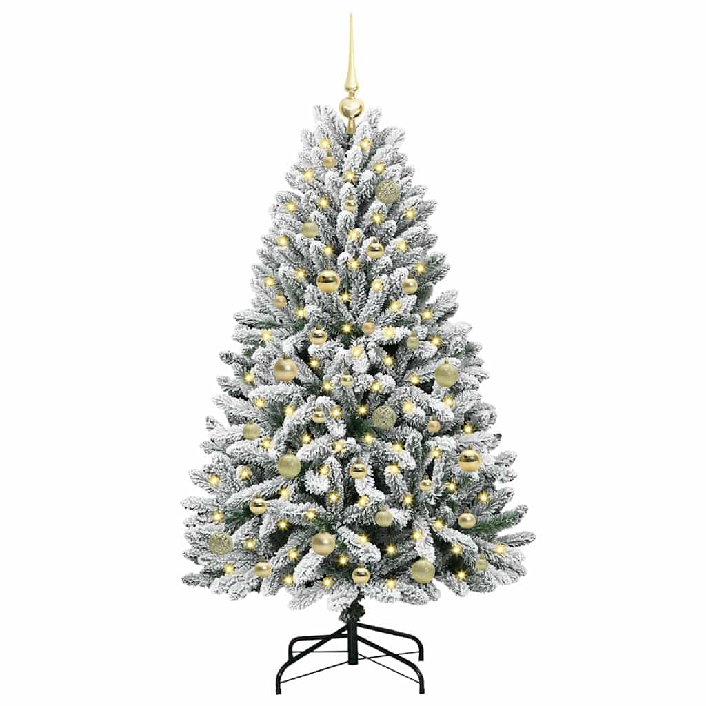 Kunstig juletre Grønn og hvit 150 cm PVC og metall
