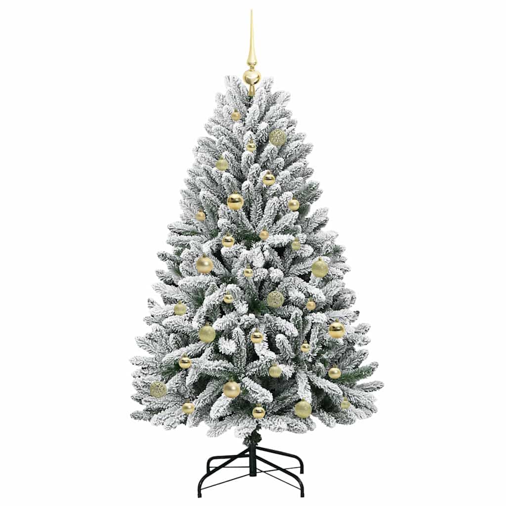 Kunstig juletre Grønn og hvit 150 cm PVC og metall