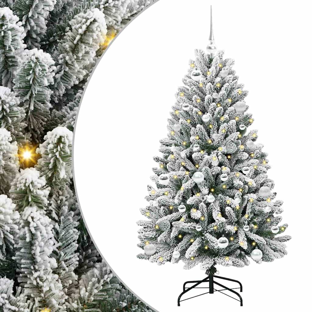 Kunstig juletre Grønn og hvit 150 cm PVC og metall
