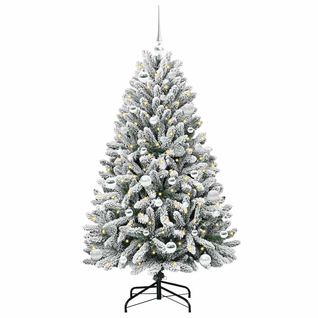 Kunstig juletre Grønn og hvit 150 cm PVC og metall