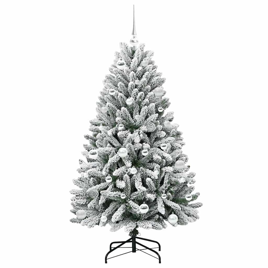Kunstig juletre Grønn og hvit 150 cm PVC og metall