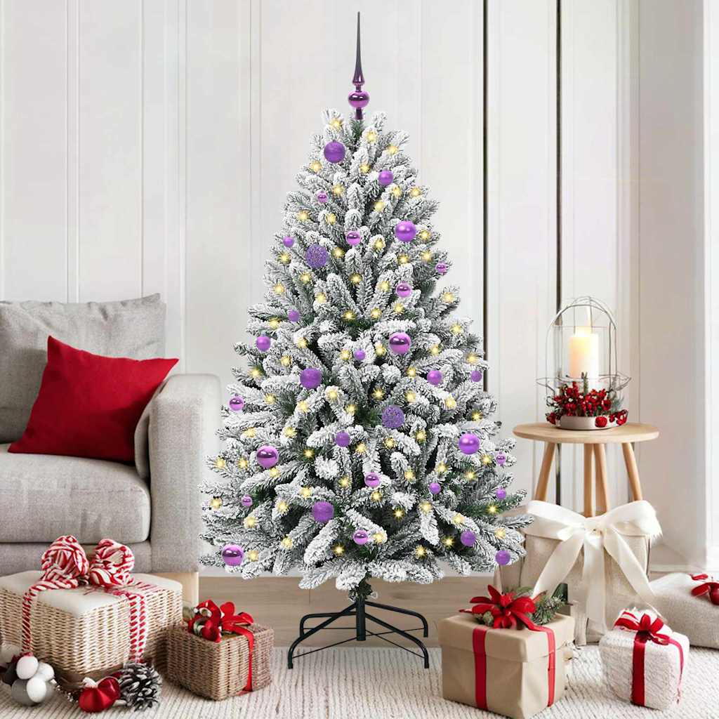 Kunstig juletre Grønn og hvit 150 cm PVC og metall