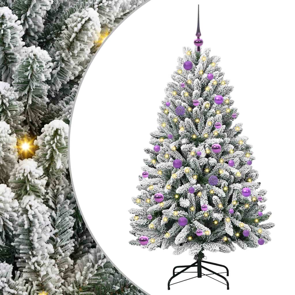 Kunstig juletre Grønn og hvit 150 cm PVC og metall