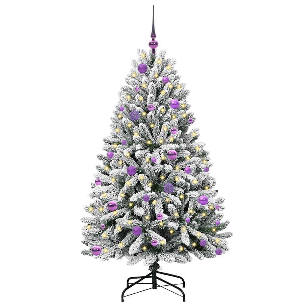 Kunstig juletre Grønn og hvit 150 cm PVC og metall