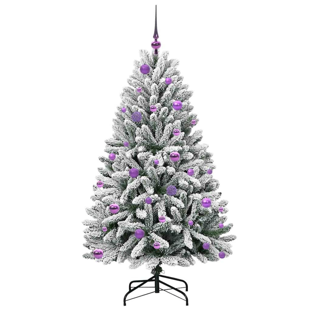 Kunstig juletre Grønn og hvit 150 cm PVC og metall