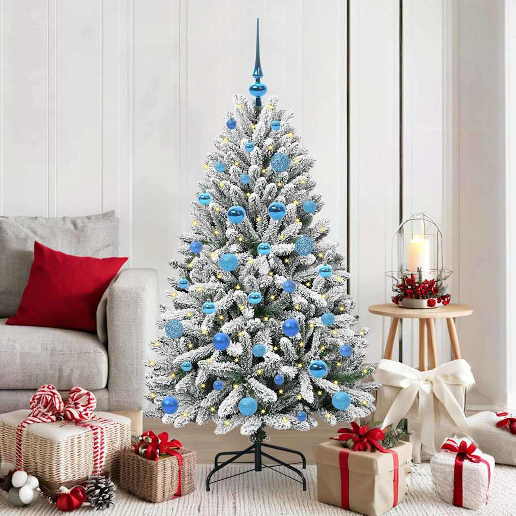 Kunstig juletre Grønn og hvit 150 cm PVC og metall