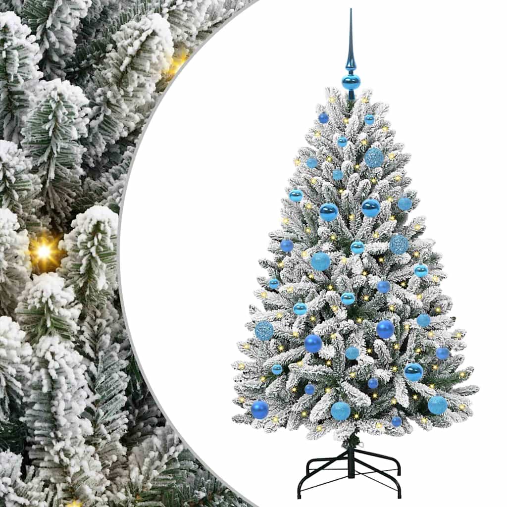 Kunstig juletre Grønn og hvit 150 cm PVC og metall