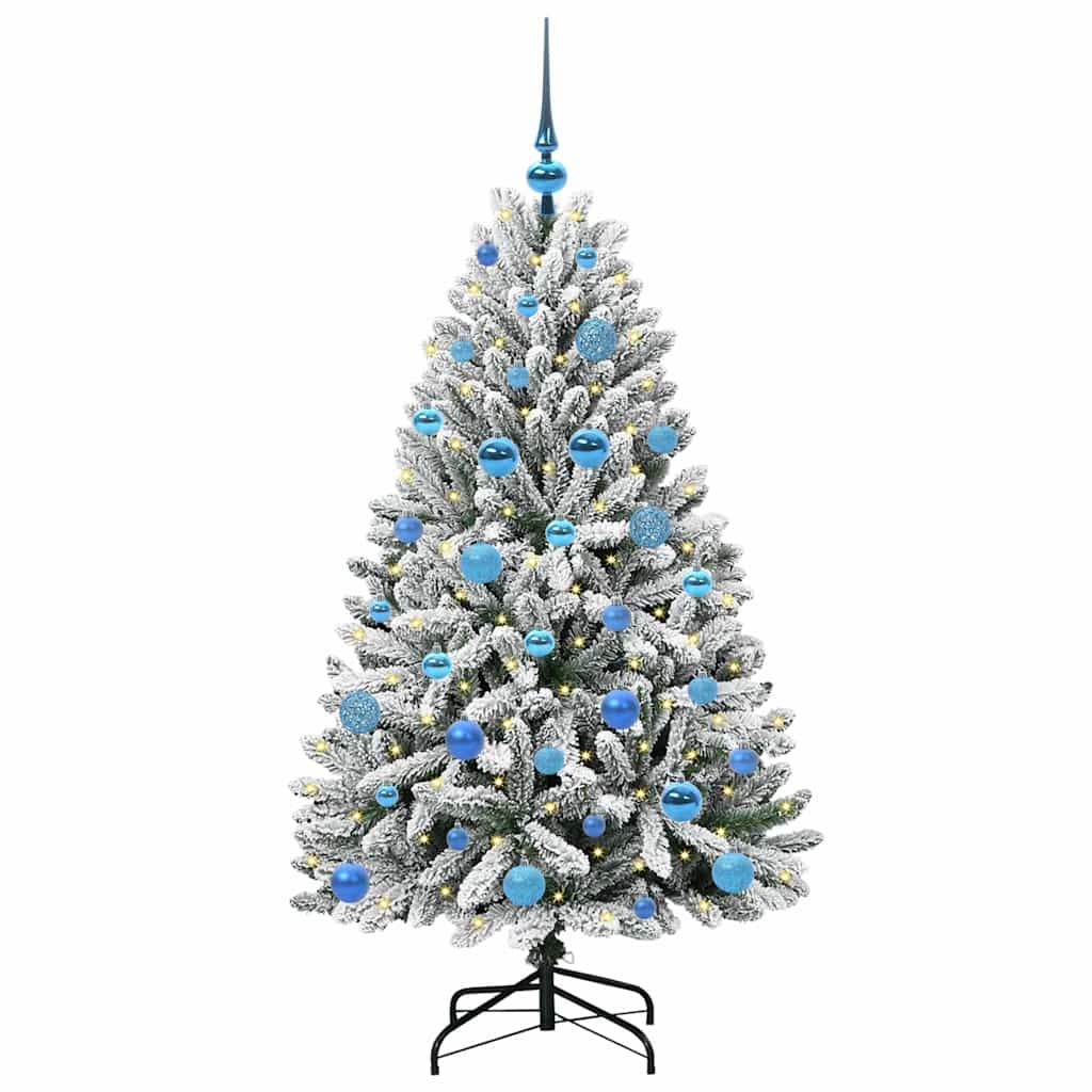 Kunstig juletre Grønn og hvit 150 cm PVC og metall