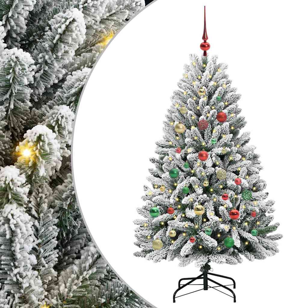 Kunstig juletre Grønn og hvit 150 cm PVC og metall