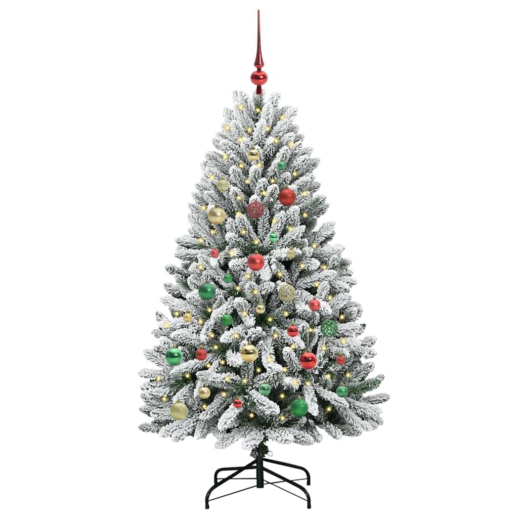 Kunstig juletre Grønn og hvit 150 cm PVC og metall
