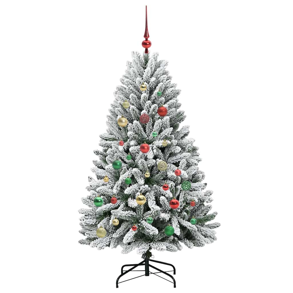 Kunstig juletre Grønn og hvit 150 cm PVC og metall