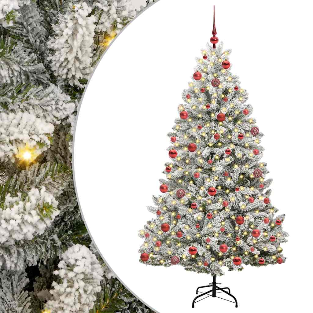 Kunstig juletre Grønn og hvit 180 cm PVC og metall