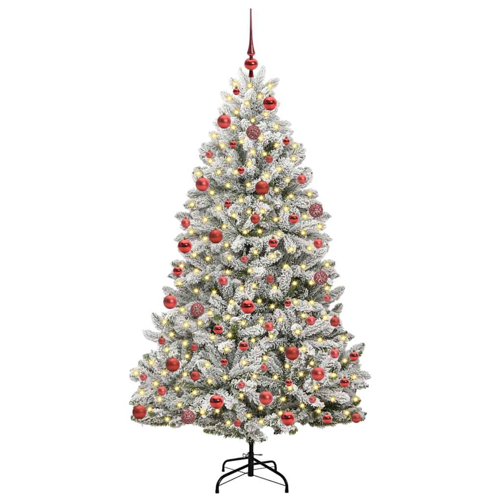 Kunstig juletre Grønn og hvit 180 cm PVC og metall