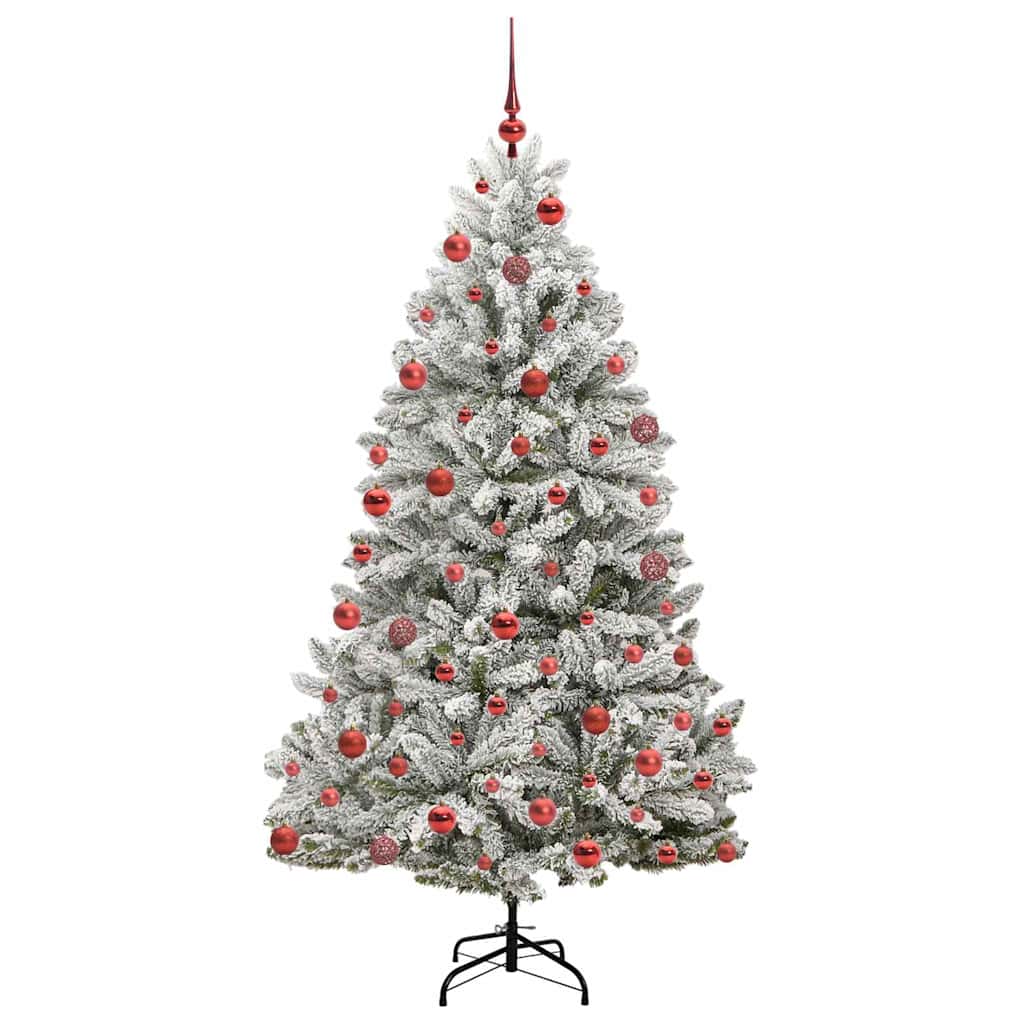 Kunstig juletre Grønn og hvit 180 cm PVC og metall