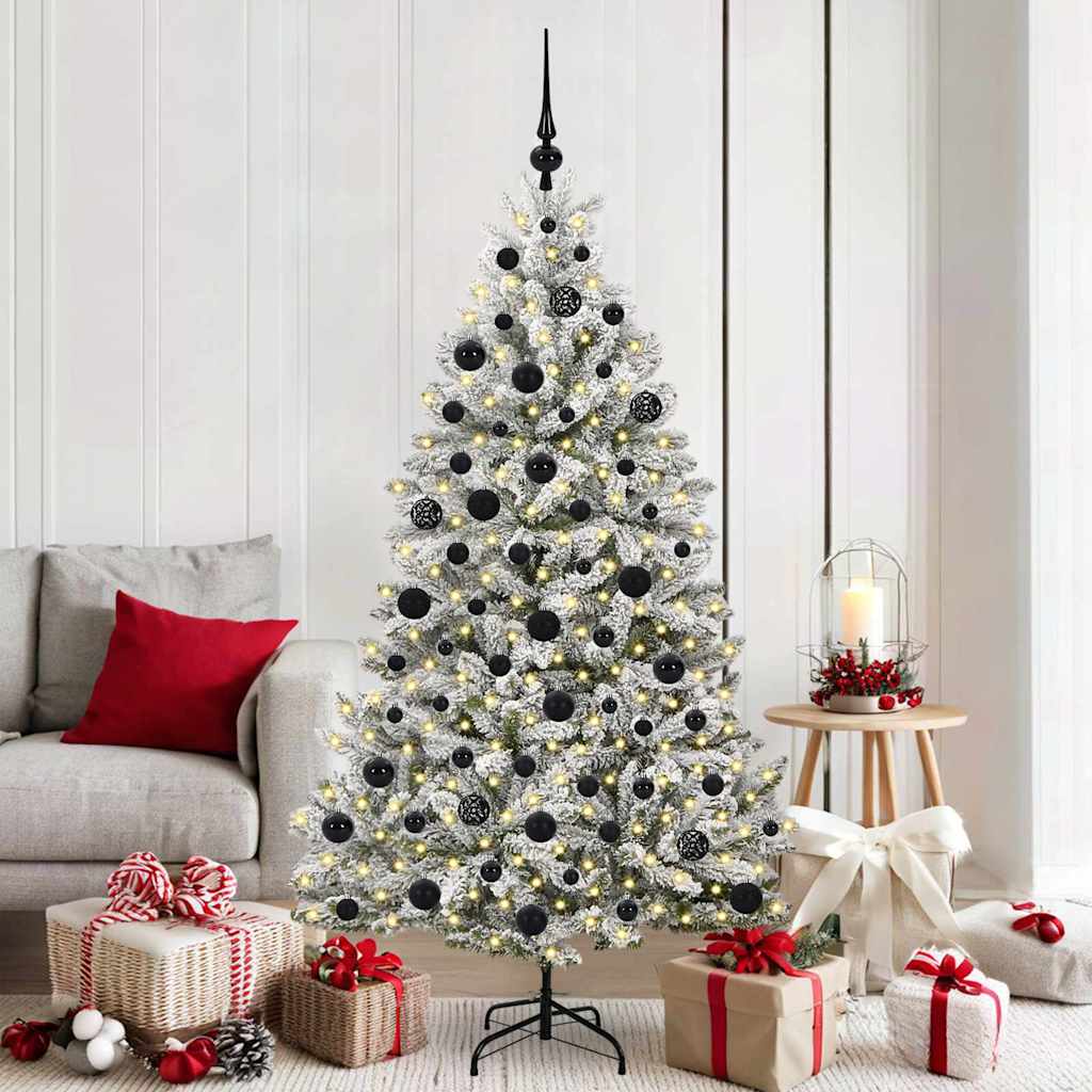 Kunstig juletre Grønn og hvit 180 cm PVC og metall