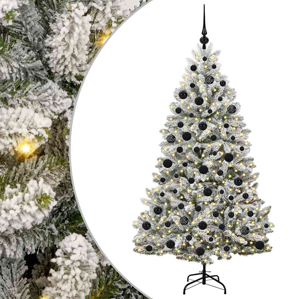 Kunstig juletre Grønn og hvit 180 cm PVC og metall