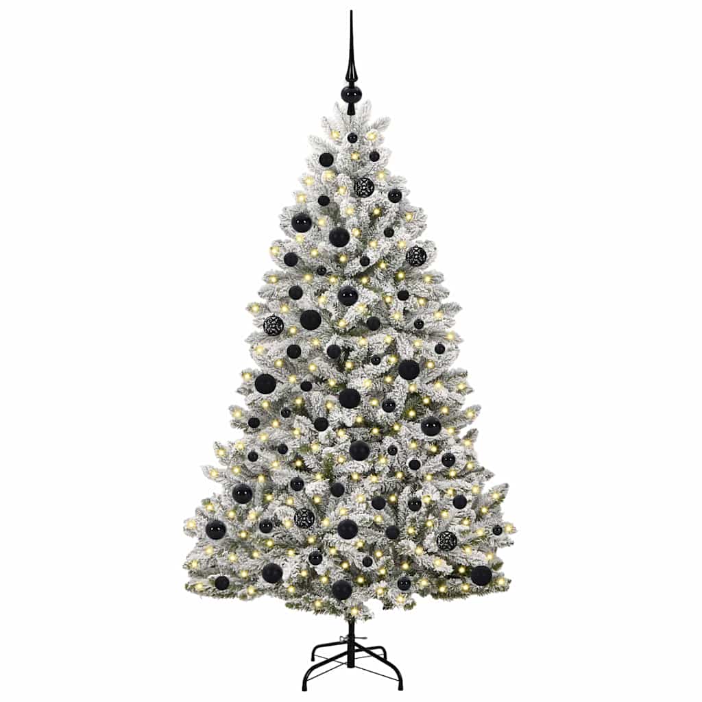 Kunstig juletre Grønn og hvit 180 cm PVC og metall