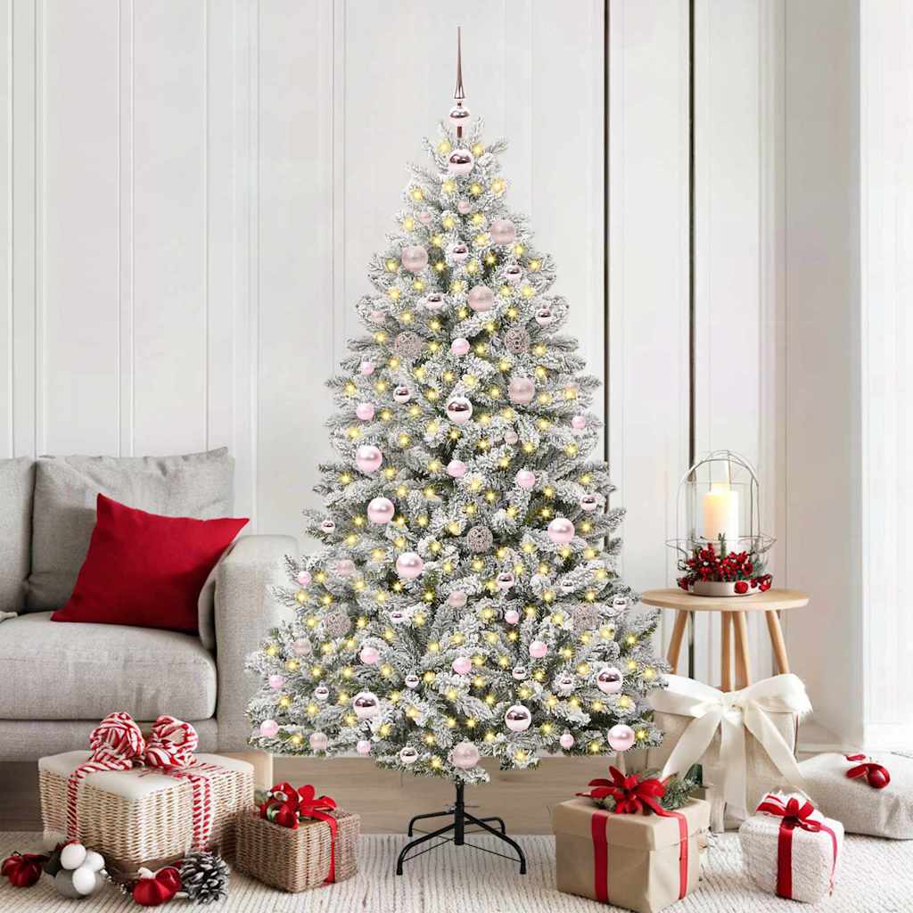 Kunstig juletre Grønn og hvit 180 cm PVC og metall