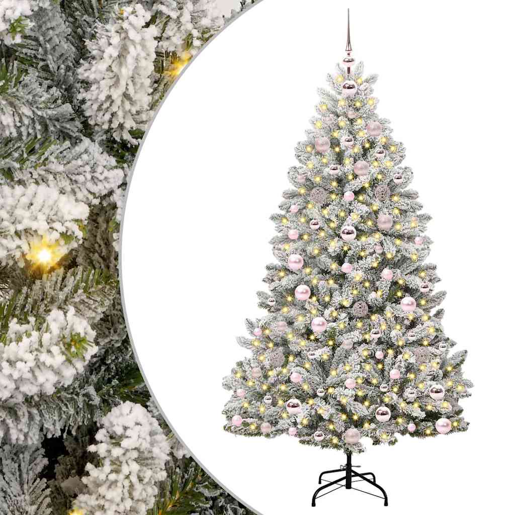 Kunstig juletre Grønn og hvit 180 cm PVC og metall