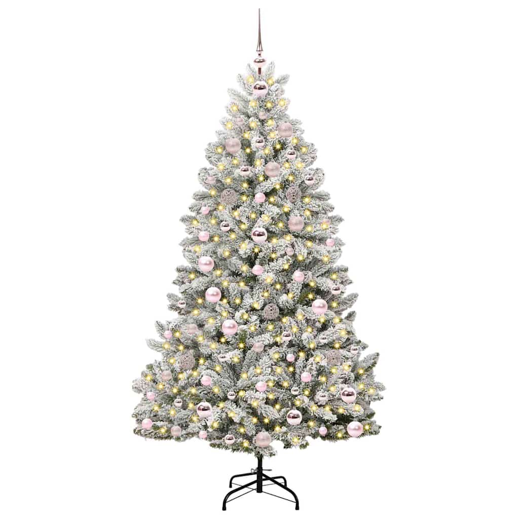 Kunstig juletre med 300 LED Grønn og hvit 180 cm PVC og metall