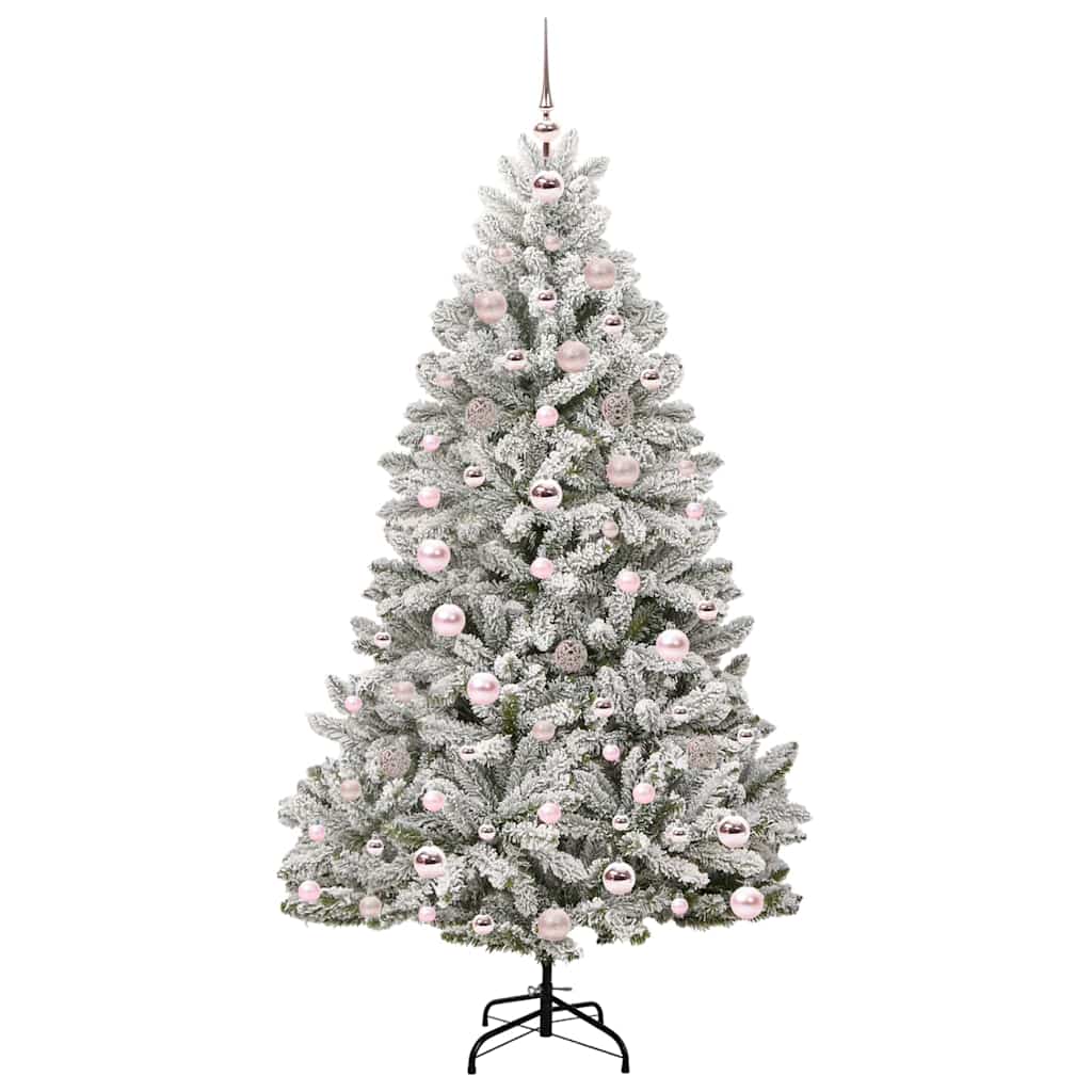Kunstig juletre Grønn og hvit 180 cm PVC og metall
