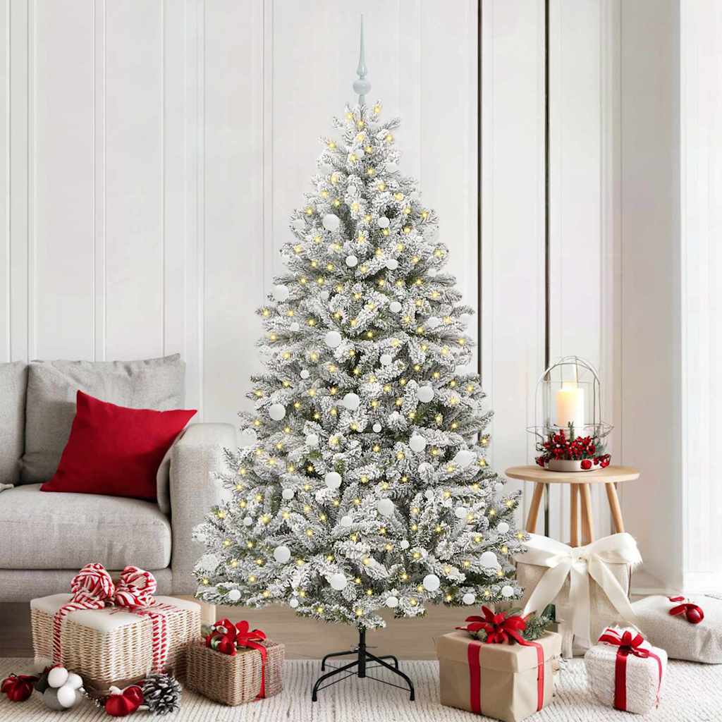 Kunstig juletre Grønn og hvit 180 cm PVC og metall