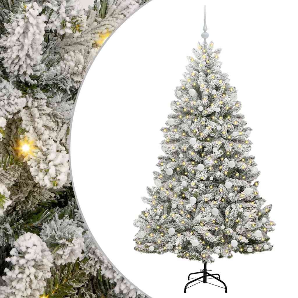 Kunstig juletre Grønn og hvit 180 cm PVC og metall