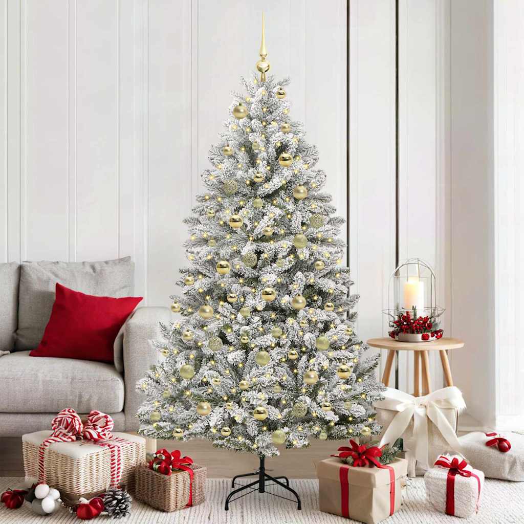 Kunstig juletre Grønn og hvit 180 cm PVC og metall