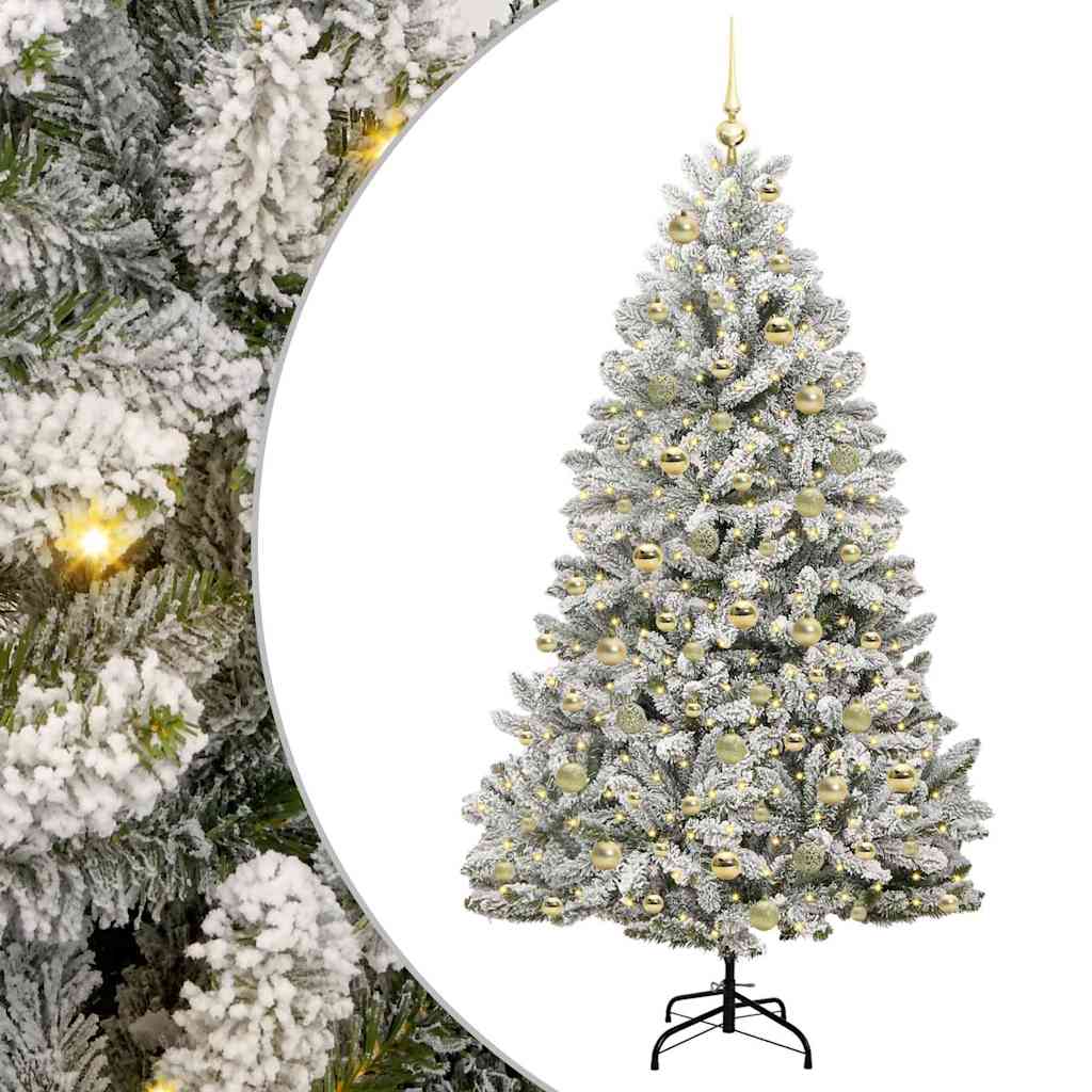 Kunstig juletre Grønn og hvit 180 cm PVC og metall