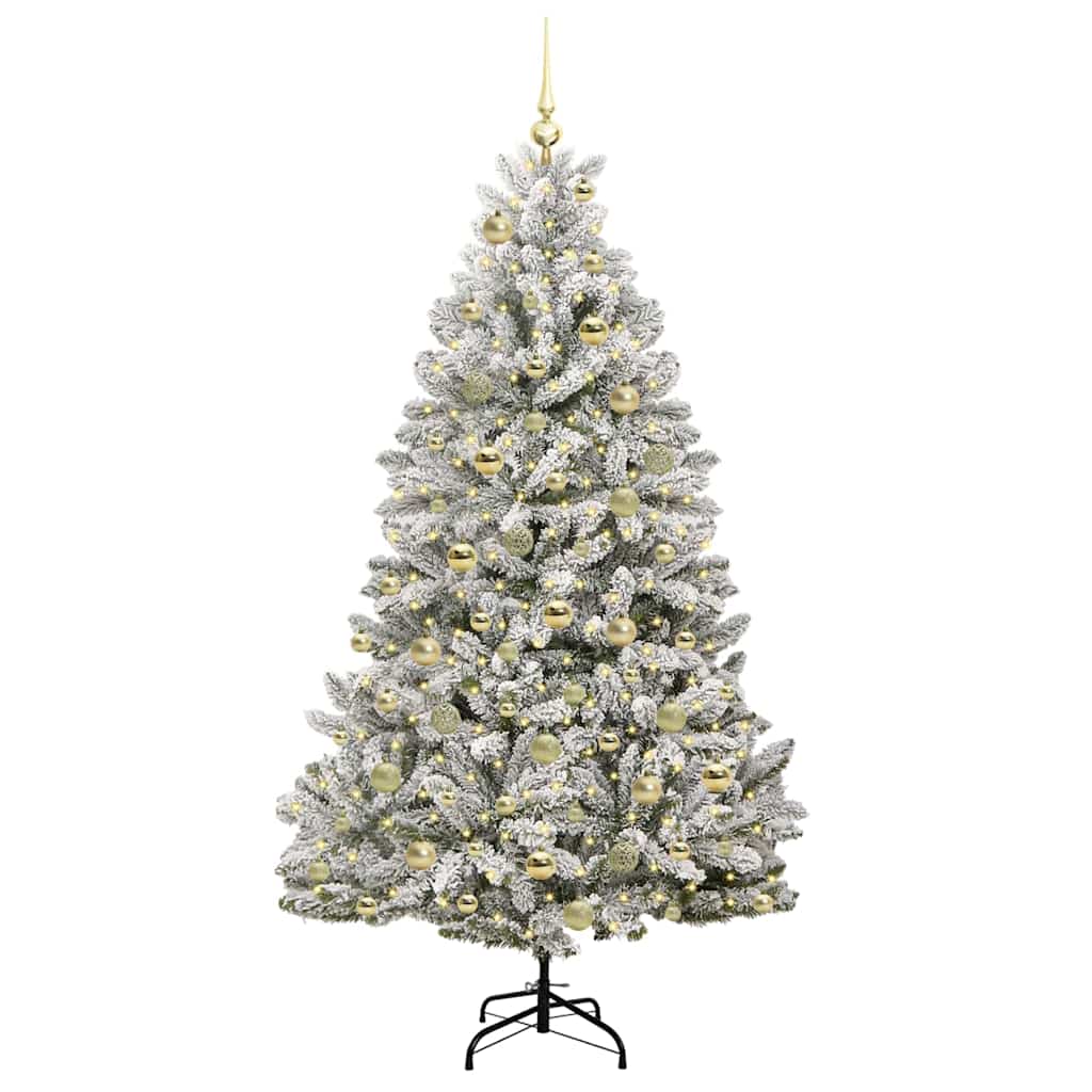 Kunstig juletre Grønn og hvit 180 cm PVC og metall