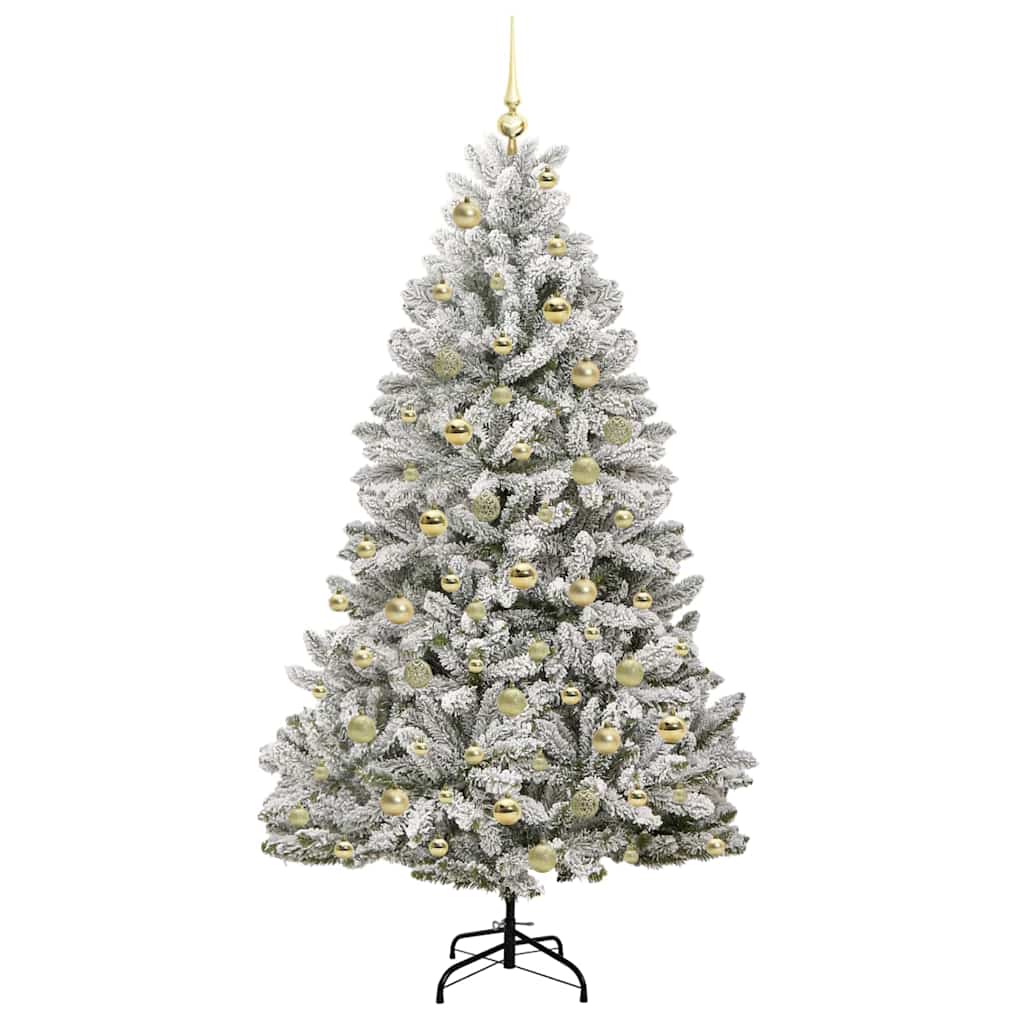 Kunstig juletre Grønn og hvit 180 cm PVC og metall