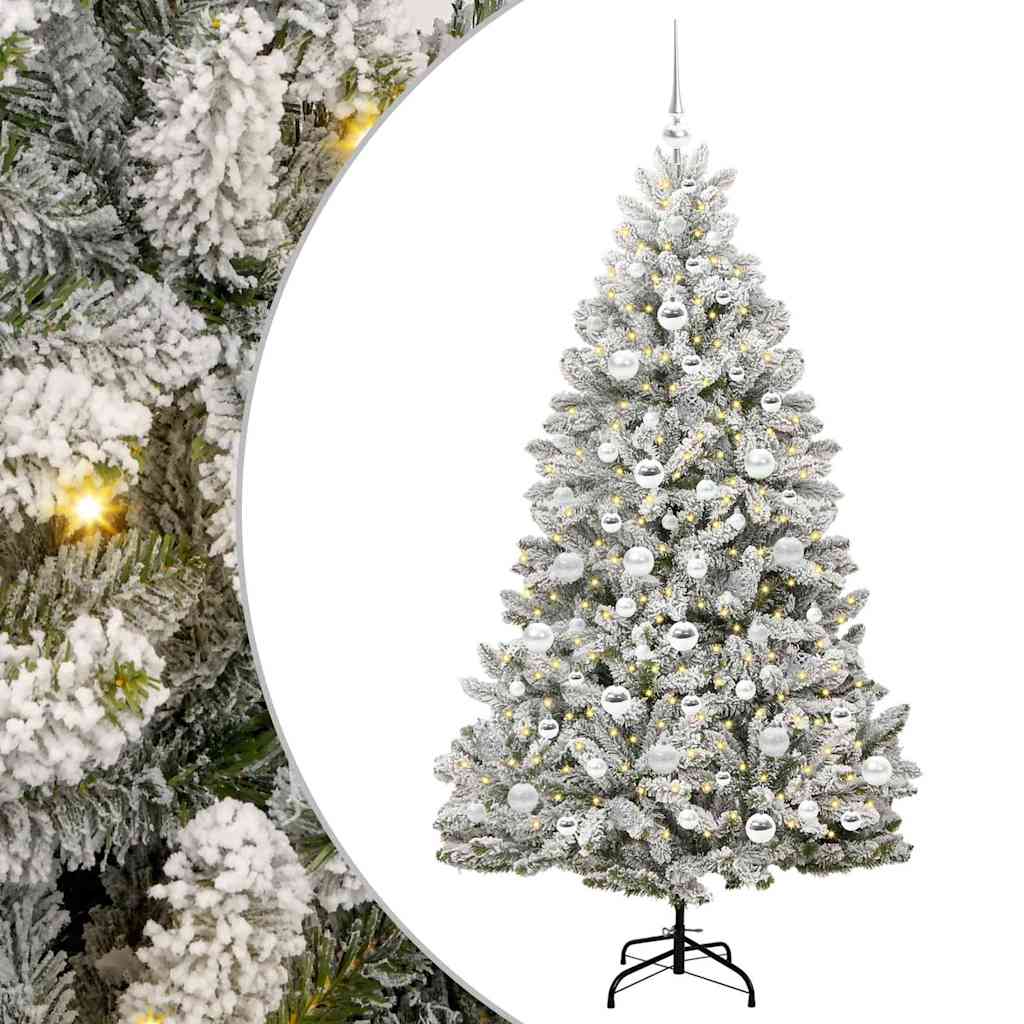 Kunstig juletre Grønn og hvit 180 cm PVC og metall