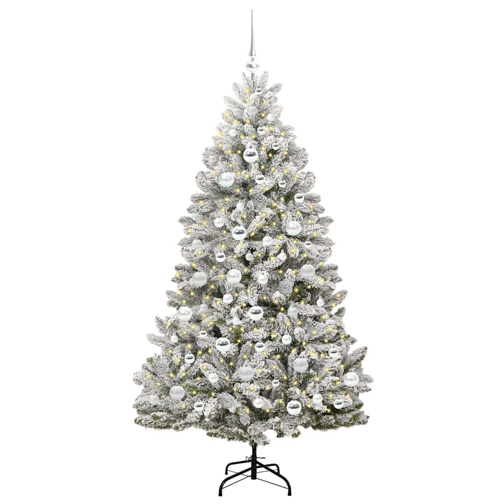 Kunstig juletre Grønn og hvit 180 cm PVC og metall