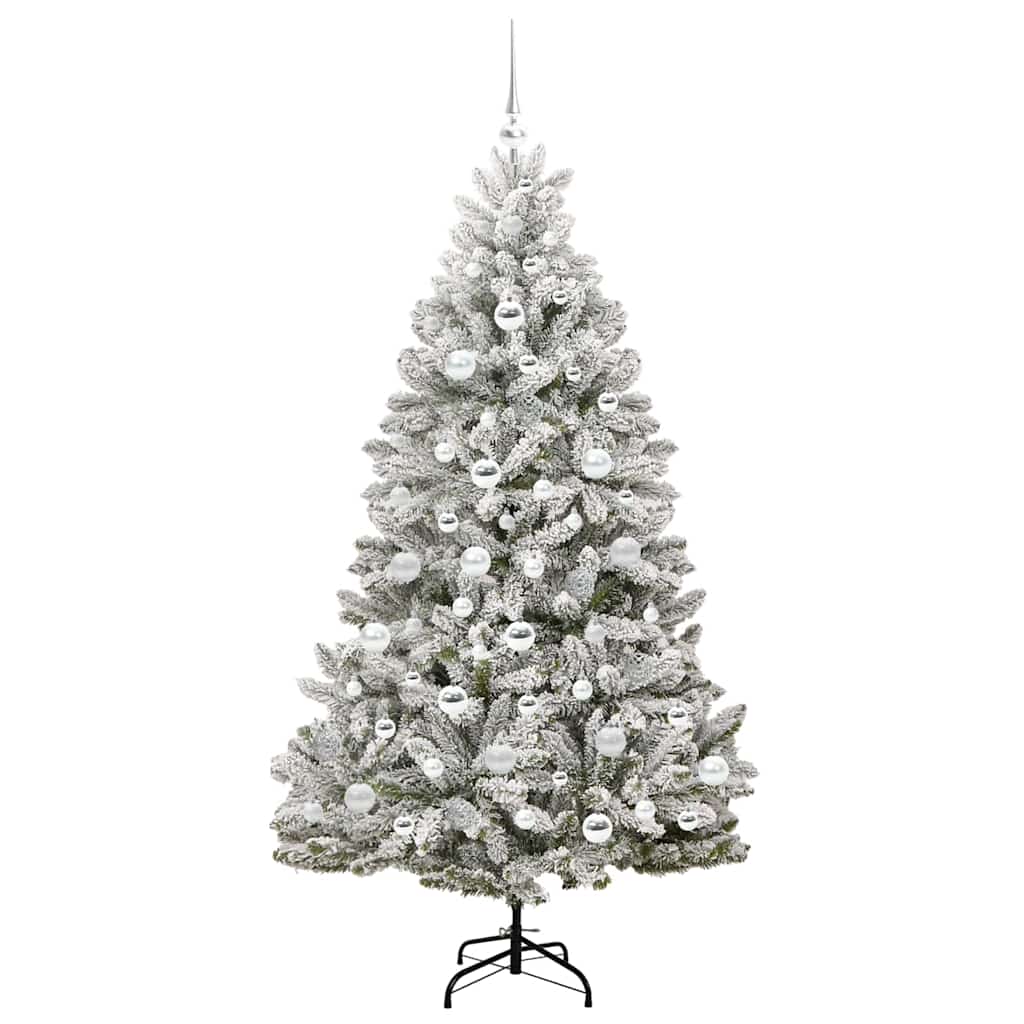 Kunstig juletre Grønn og hvit 180 cm PVC og metall