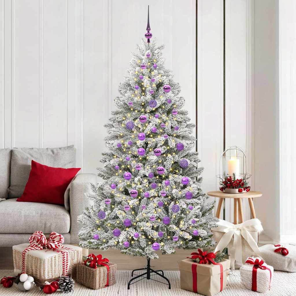Kunstig juletre Grønn og hvit 180 cm PVC og metall
