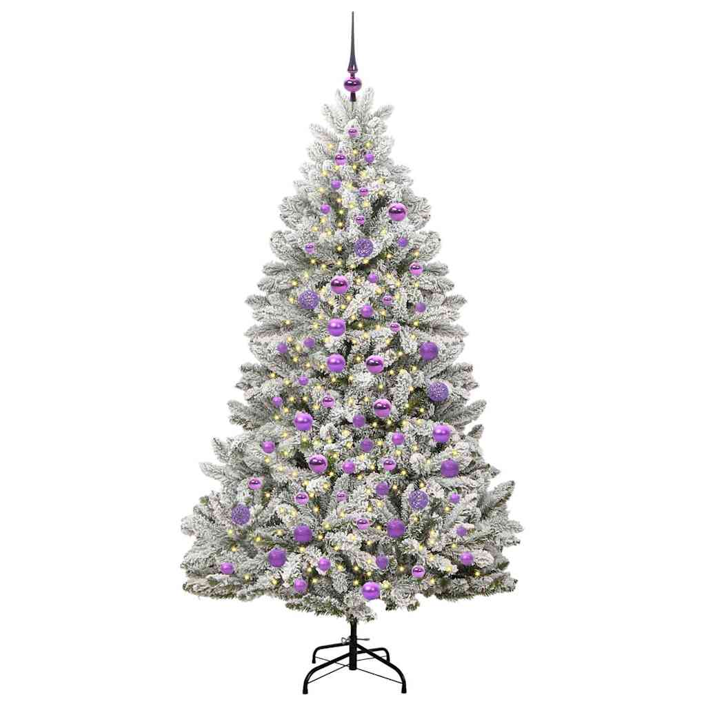 Kunstig juletre Grønn og hvit 180 cm PVC og metall