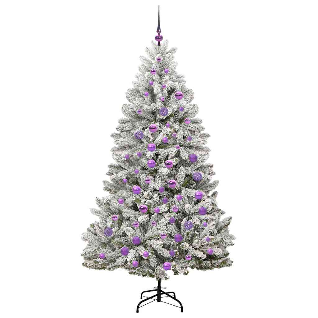 Kunstig juletre Grønn og hvit 180 cm PVC og metall