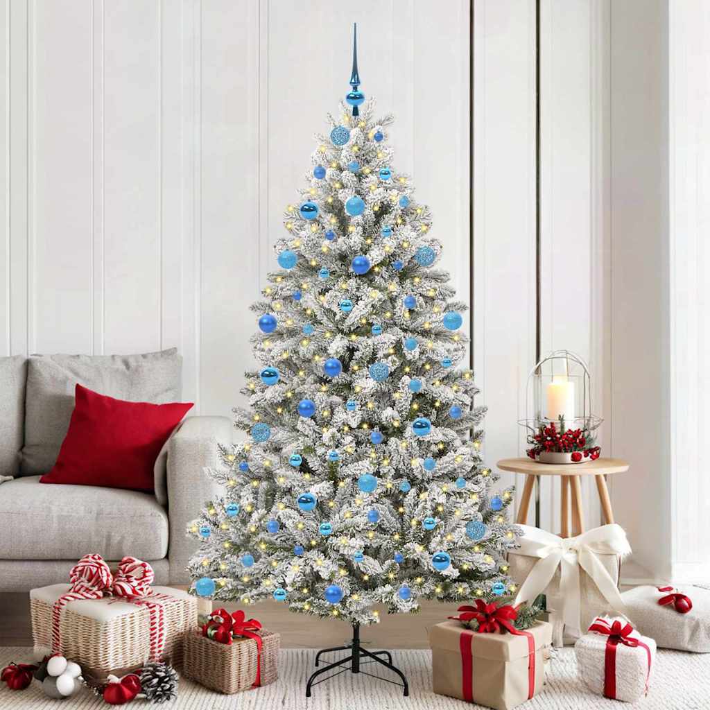 Kunstig juletre Grønn og hvit 180 cm PVC og metall