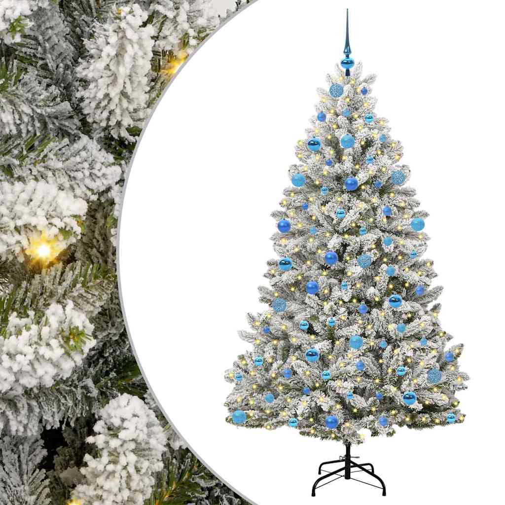 Kunstig juletre Grønn og hvit 180 cm PVC og metall
