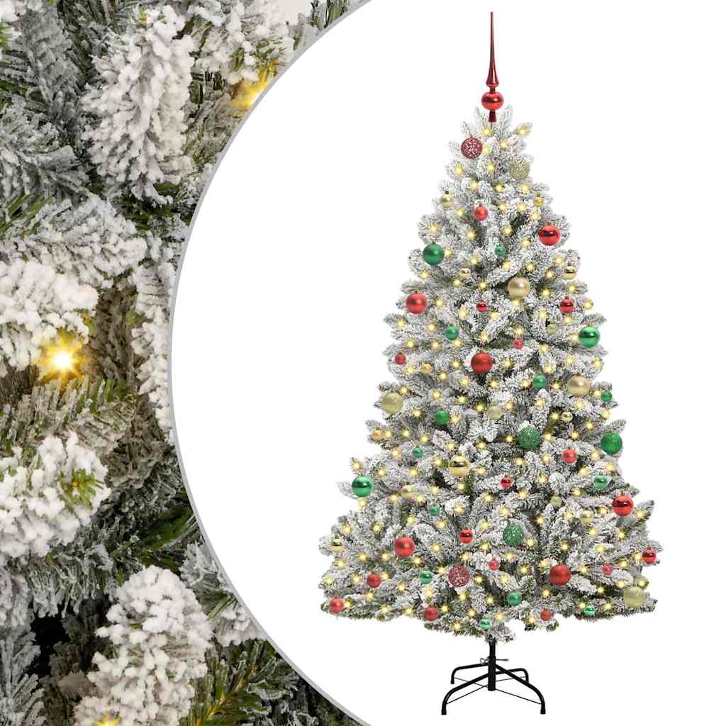 Kunstig juletre Grønn og hvit 180 cm PVC og metall