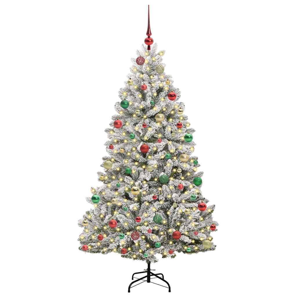 Kunstig juletre Grønn og hvit 180 cm PVC og metall