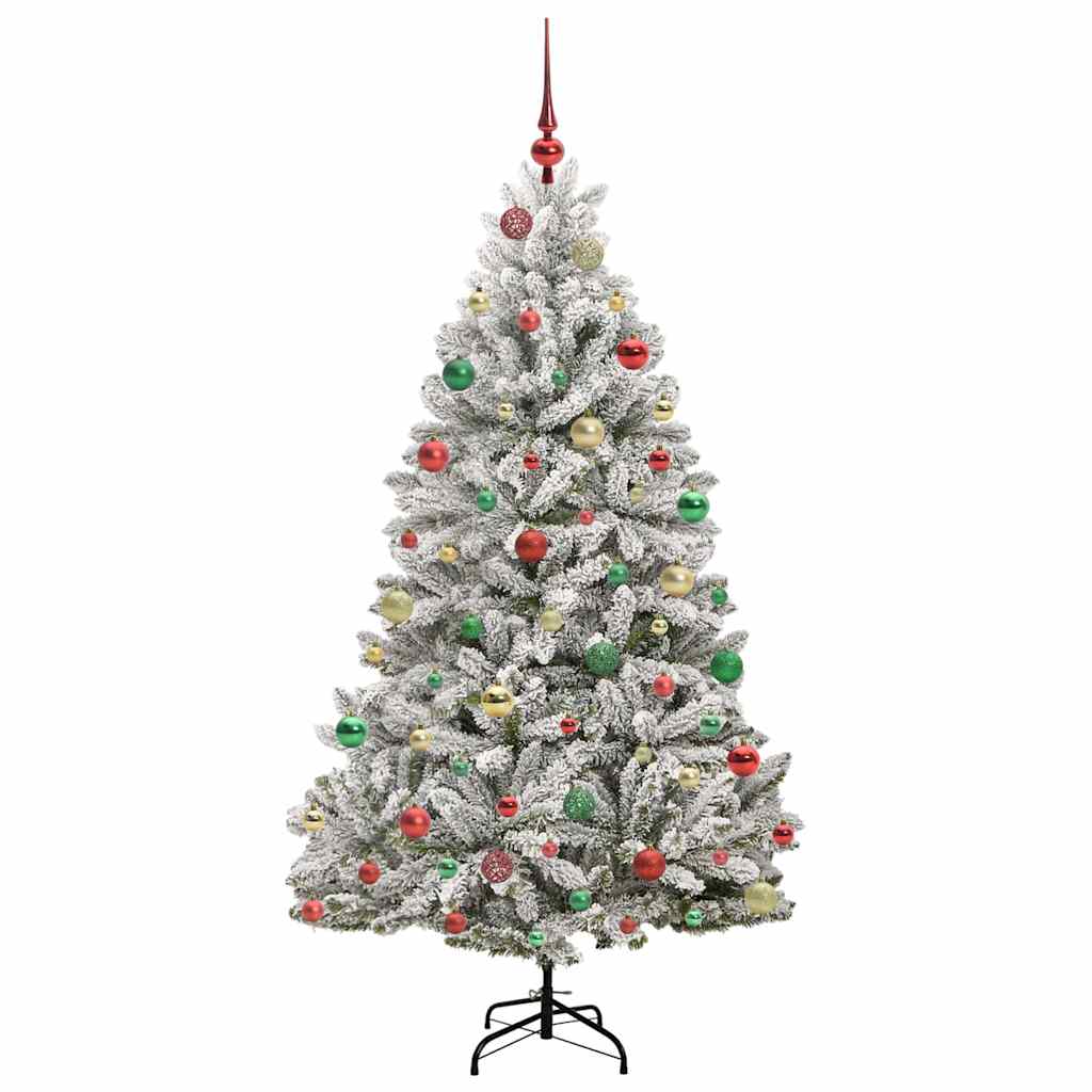 Kunstig juletre Grønn og hvit 180 cm PVC og metall