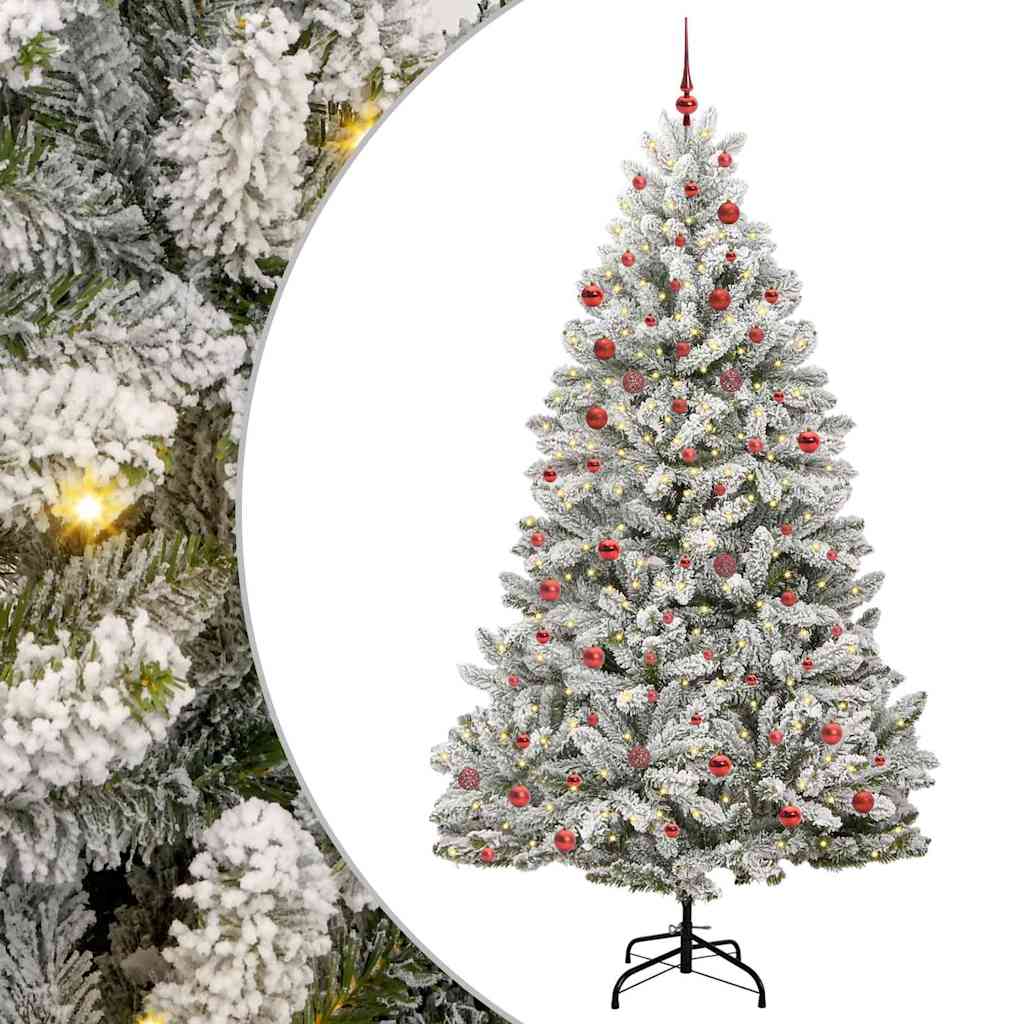 Kunstig juletre Grønn og hvit 210 cm PVC og metall
