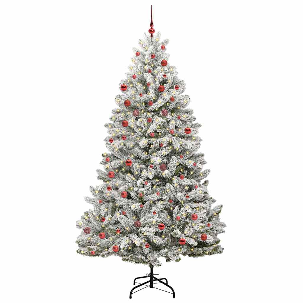 Kunstig juletre Grønn og hvit 210 cm PVC og metall