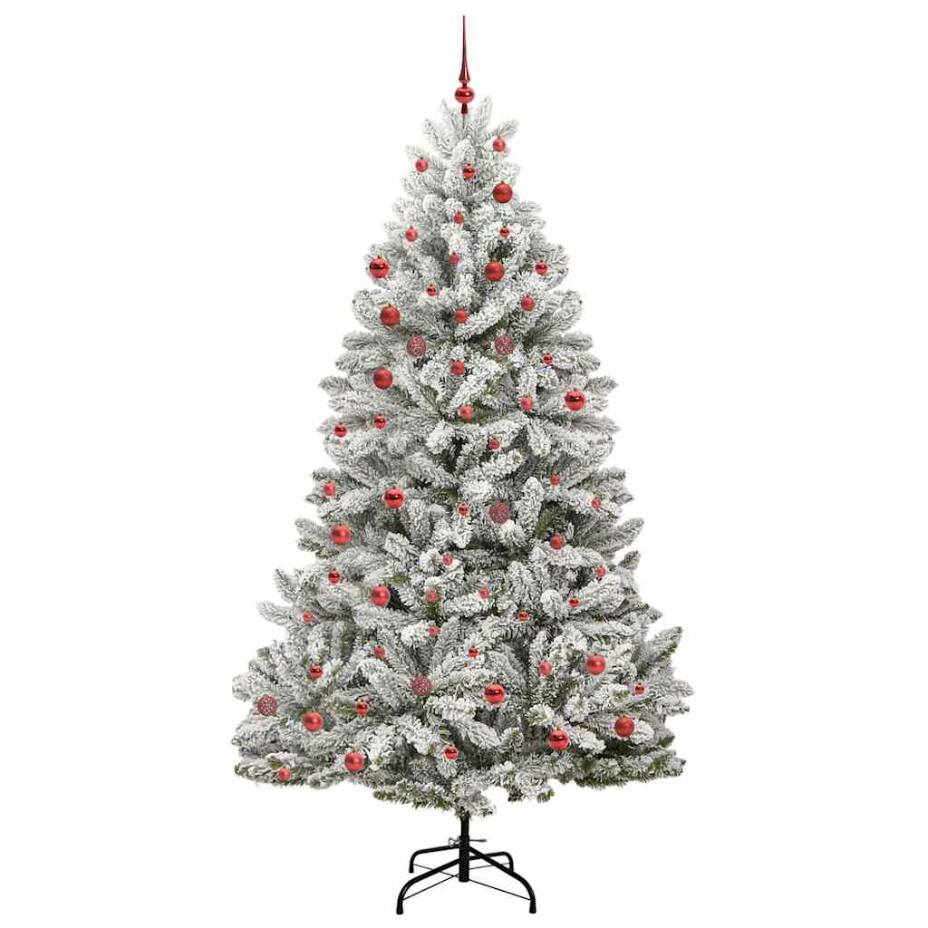 Kunstig juletre Grønn og hvit 210 cm PVC og metall
